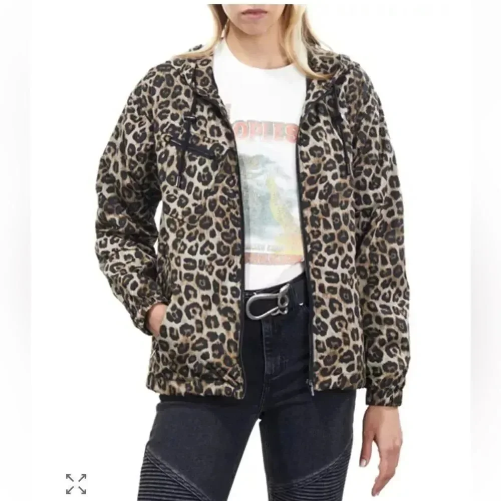 $365 The Kooples Animal Printed Hooded Windbreaker Jacket NWT